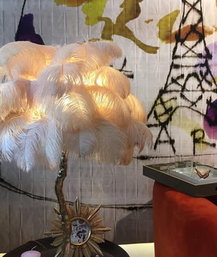 Ostrich Feather Table Lamp