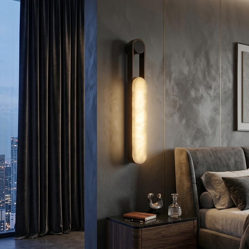 Minimalist Oblong Alabaster Wall Lamp