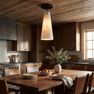 Modern Alabaster Cone Ceiling Light