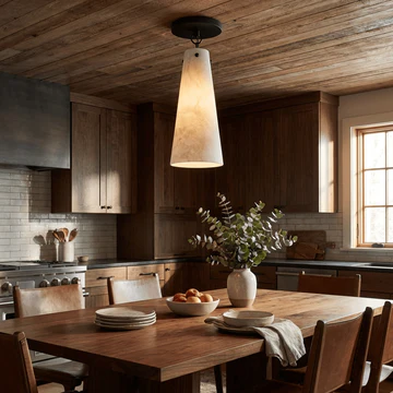Modern Alabaster Cone Ceiling Light