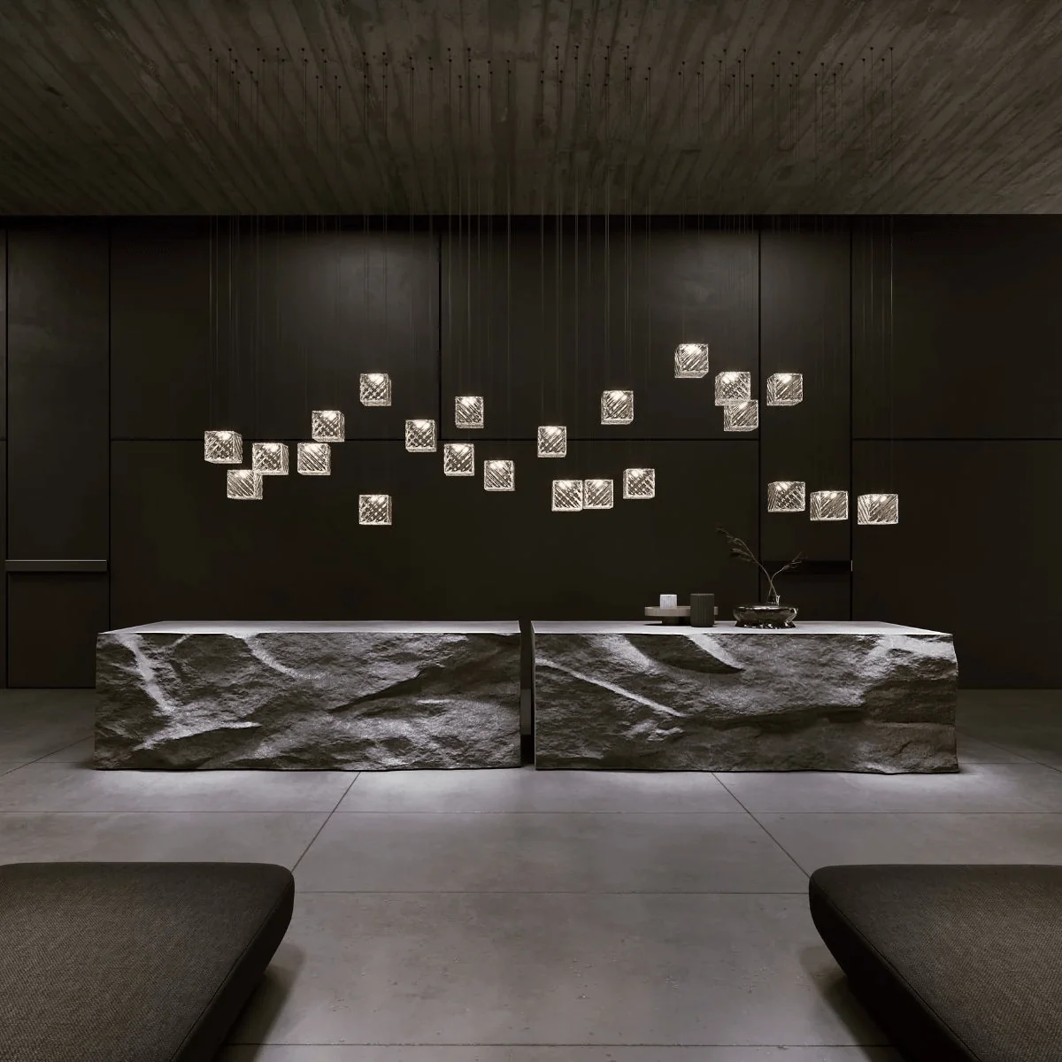 Square Multi Crystal Light Pendant Chandelier