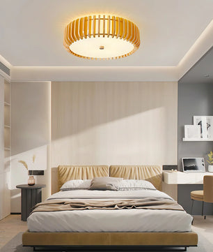 Wooden Drum Ceiling Lamp