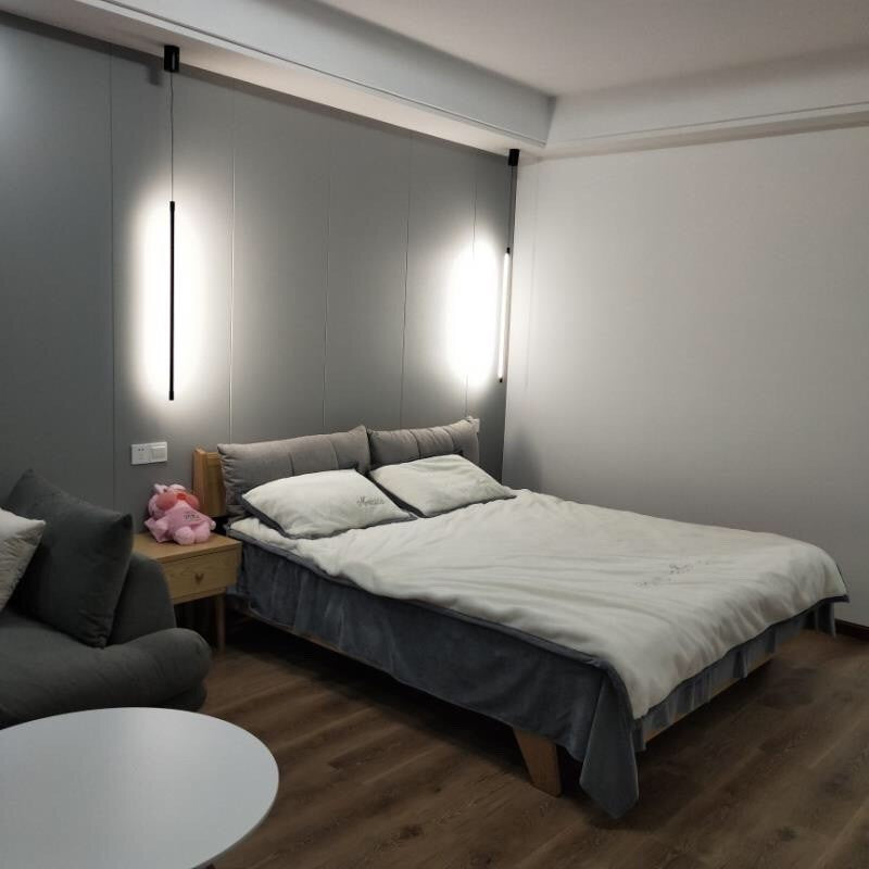 Kitchen Bedside LED Linear Black Pendant Light Fixture
