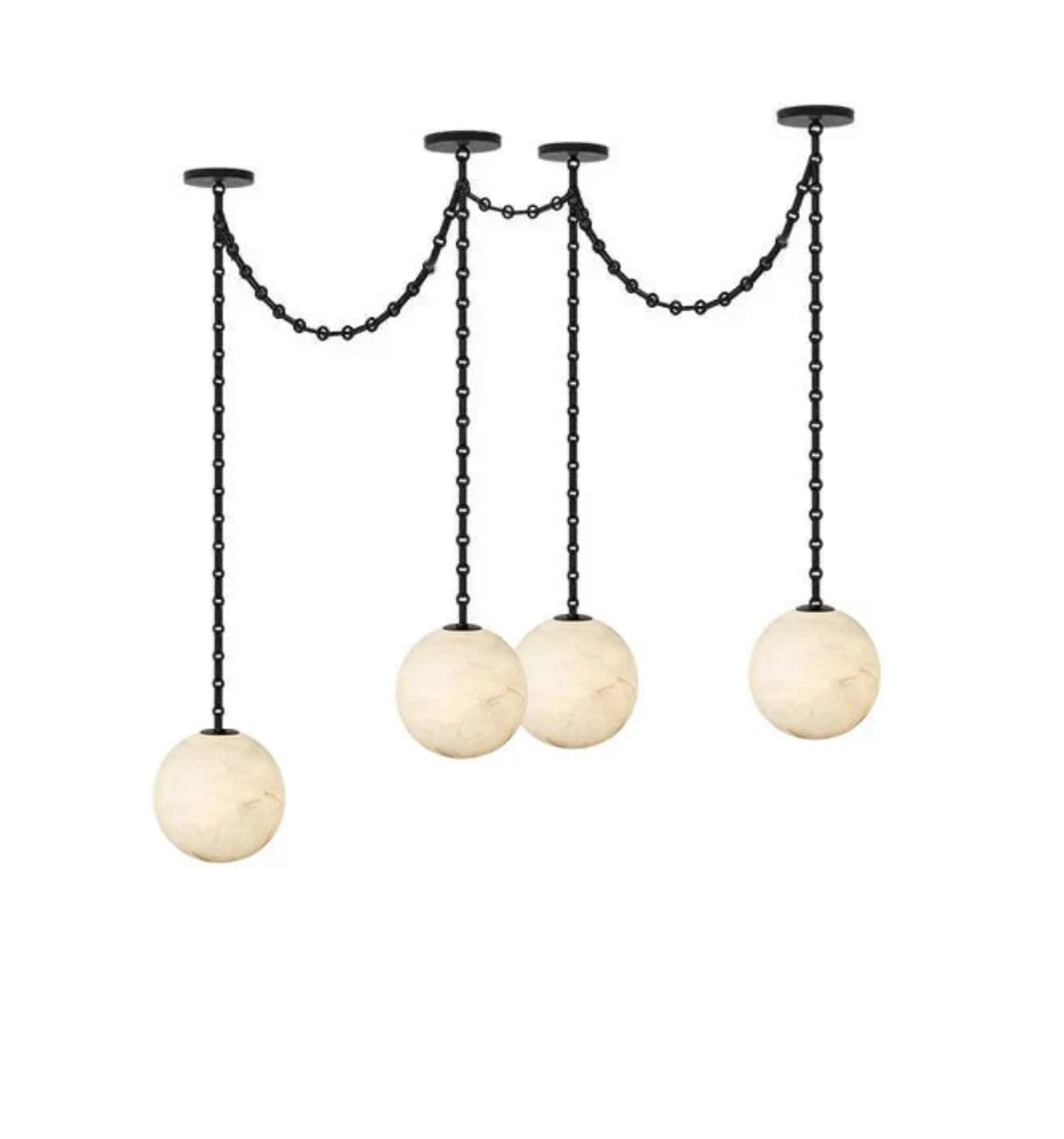 Alabaster Stone Sphere Multi-Light Chandelier