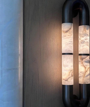 The Volterra Dual-Crescent Alabaster Sconce