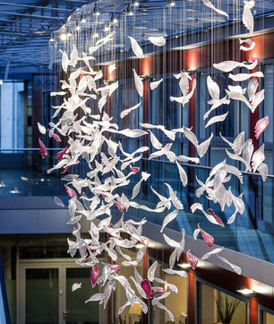 Flying Glass Feather Chandelier