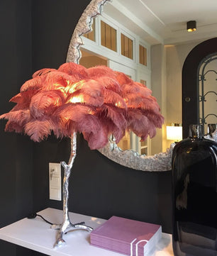 Ostrich Feather Table Lamp