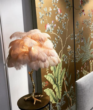 Ostrich Feather Table Lamp