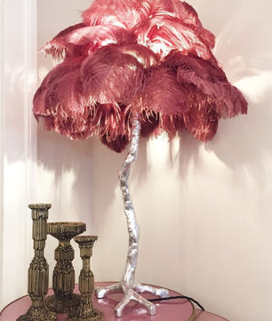 Ostrich Feather Table Lamp