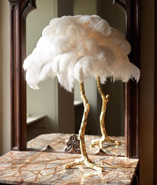 Ostrich Feather Table Lamp