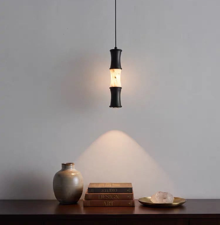 Tallo Alabaster Bamboo Pendant Light