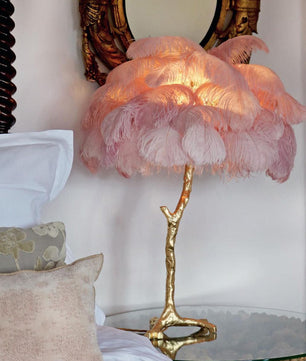Ostrich Feather Table Lamp