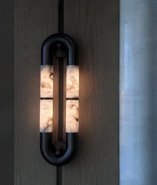 The Volterra Dual-Crescent Alabaster Sconce