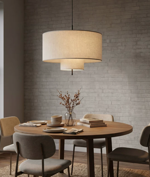 Lino Tiered Linen Drum Pendant
