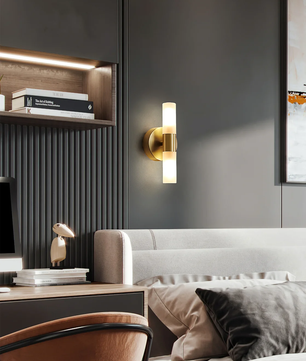 Twin Cylinder Brass Wall Sconce