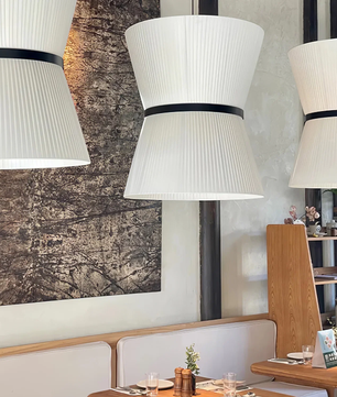 Pleated Linen Hourglass Pendant Light