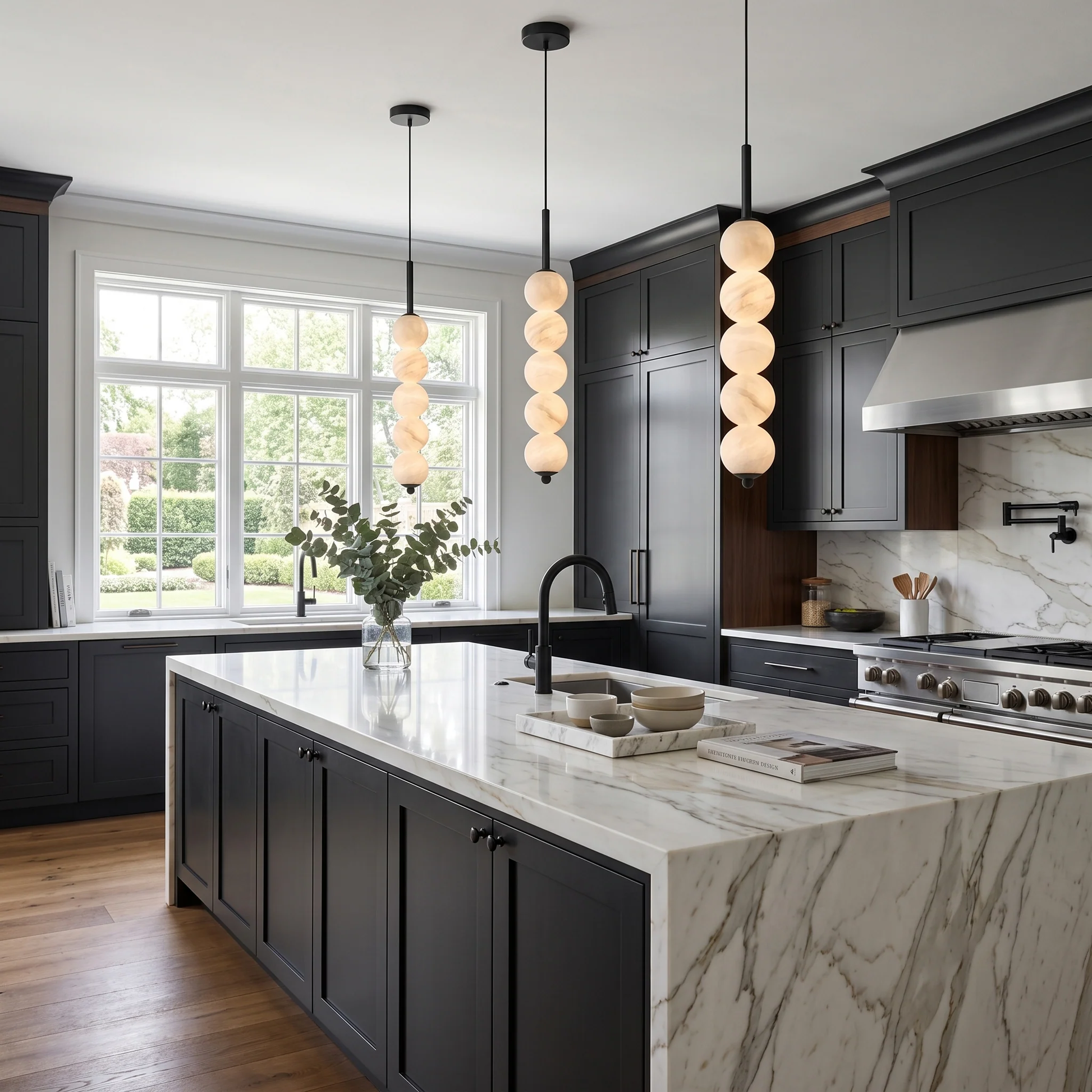 Alabaster Bead Pendant Light