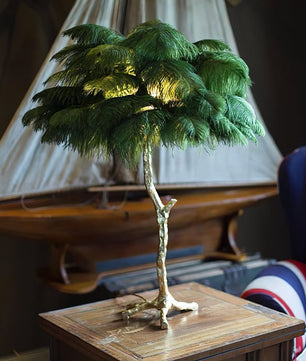 Ostrich Feather Table Lamp