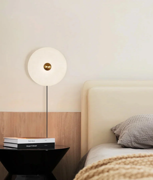 Plug In Alabaster Disc Wall Sconce