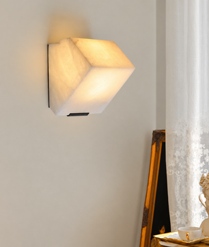 Alabaster Cube Wall Sconce