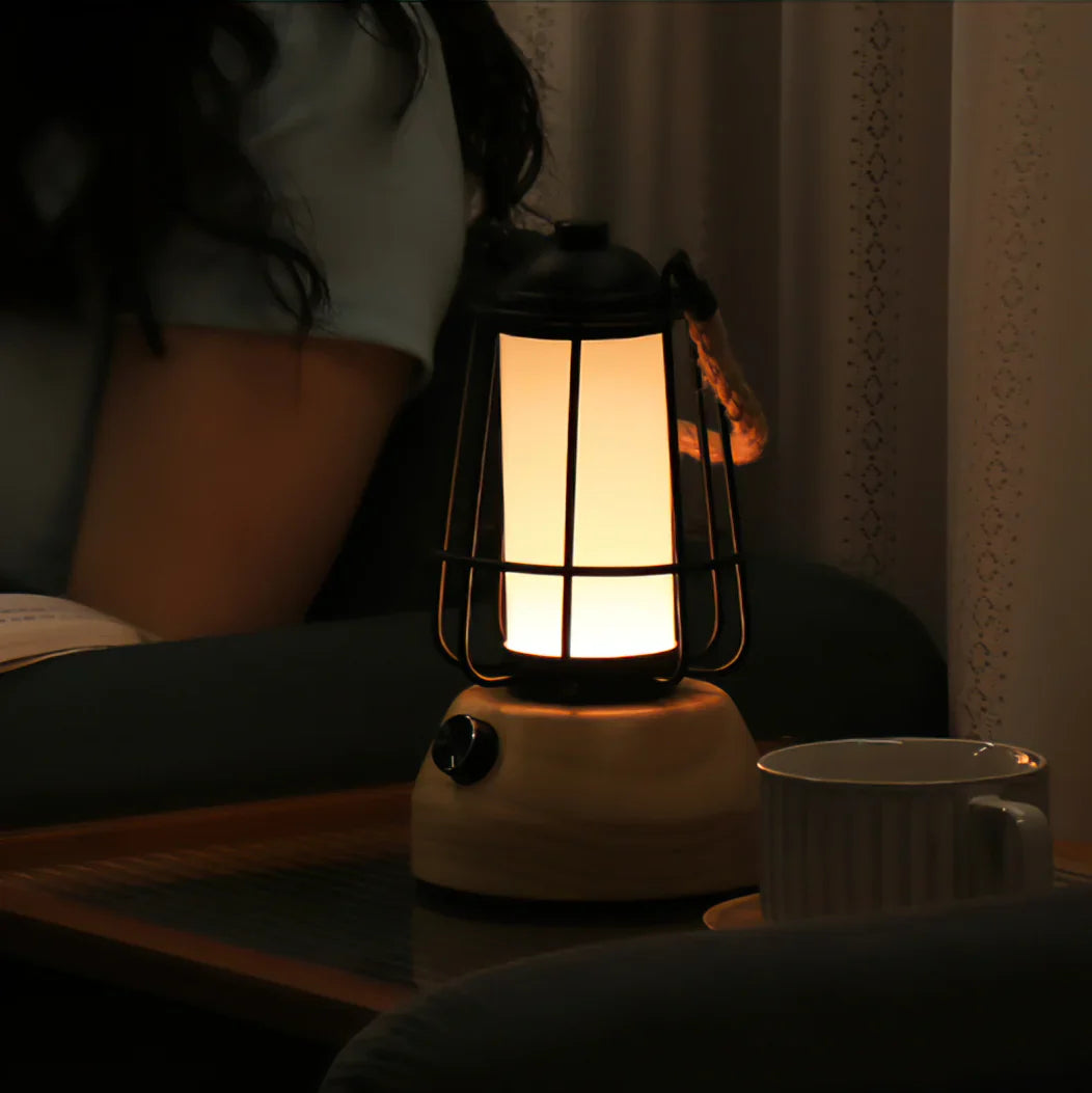 مصباح طاولة خارجي مصنوع من حبل القنب
