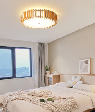 Wooden Drum Ceiling Lamp