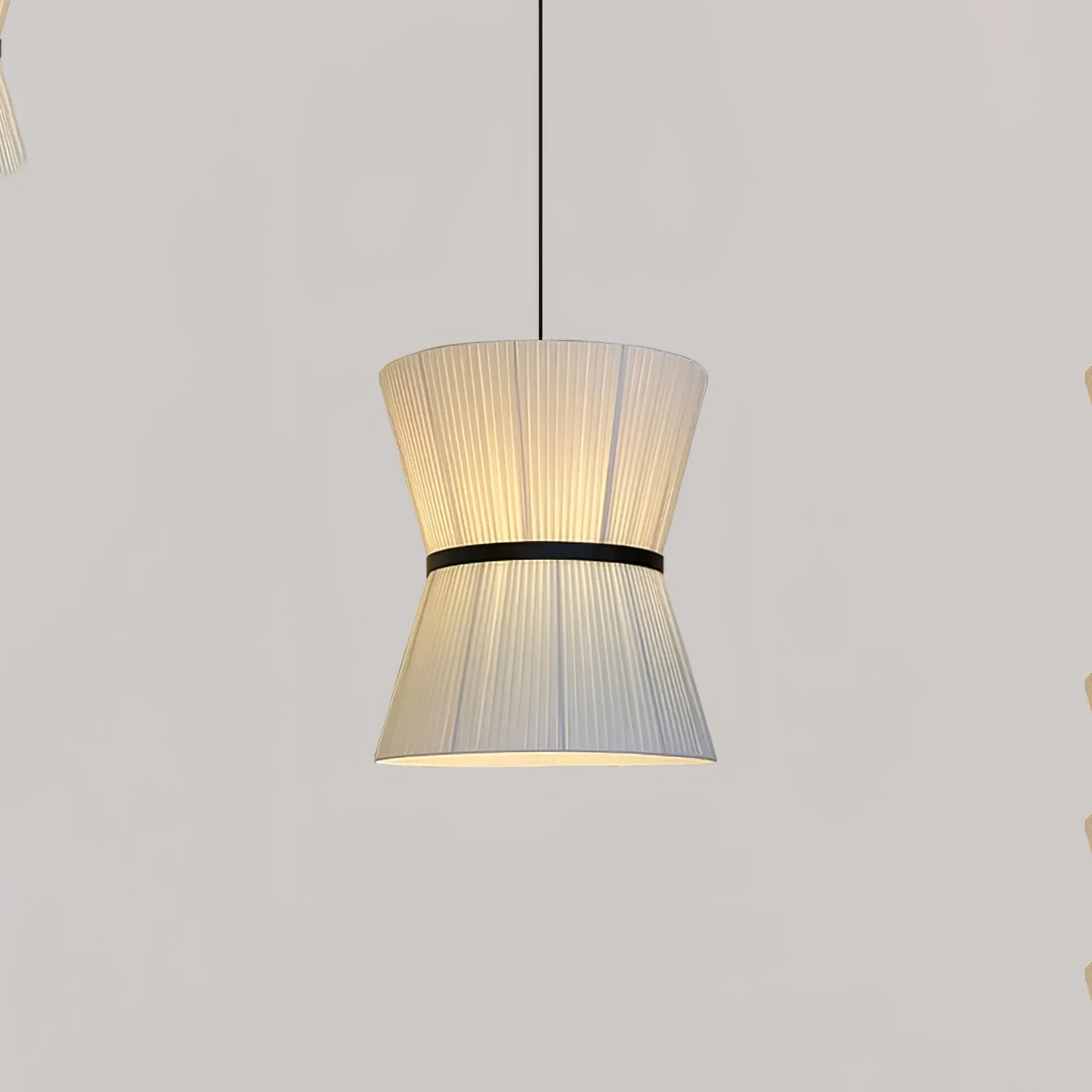 Pleated Linen Hourglass Pendant Light