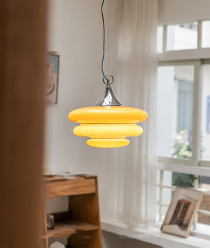 Orange Glass & Chrome Pendant Light