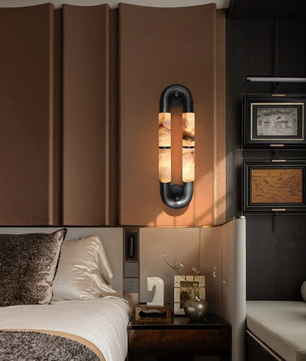 The Volterra Dual-Crescent Alabaster Sconce