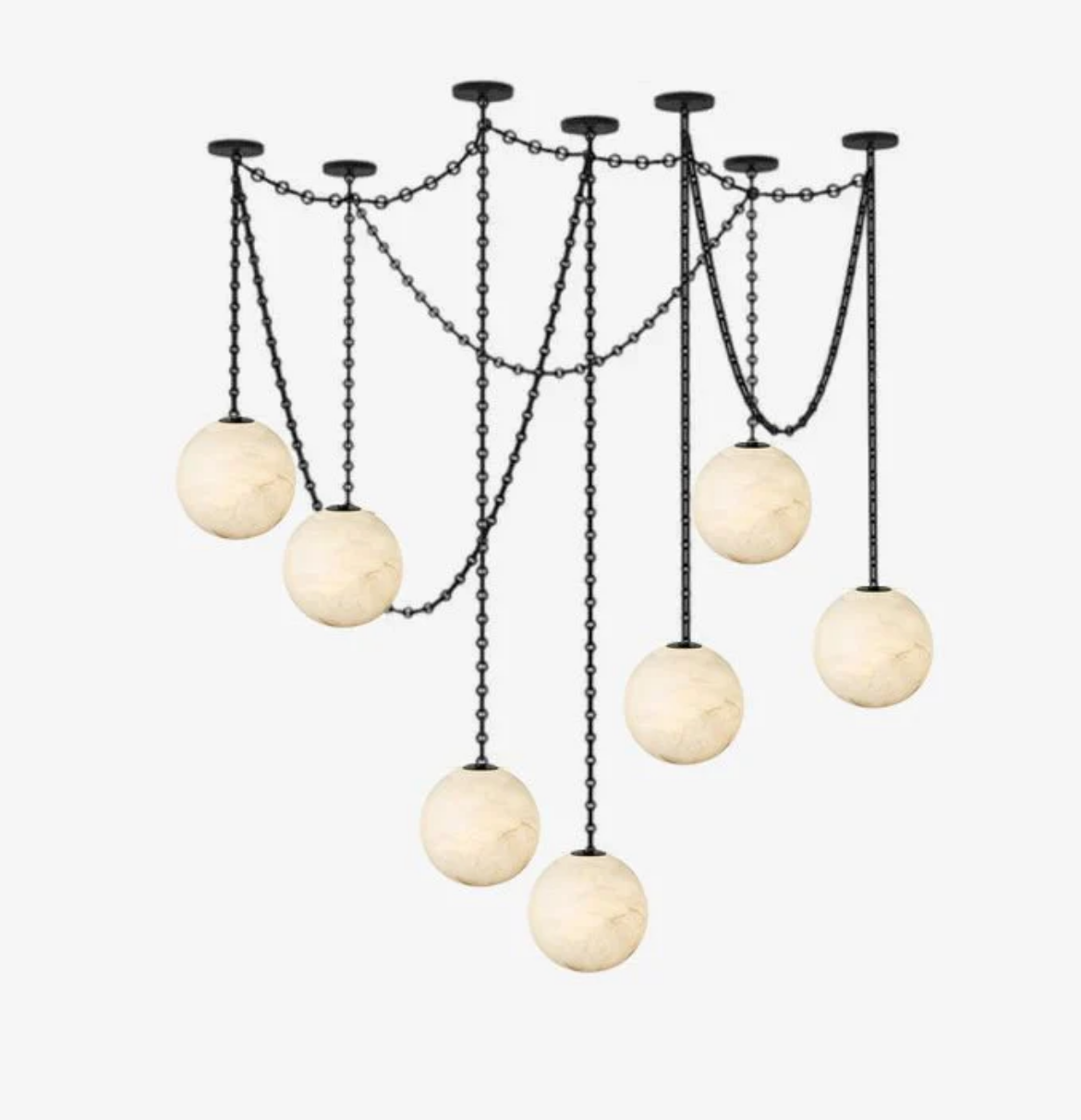 Alabaster Stone Sphere Multi-Light Chandelier