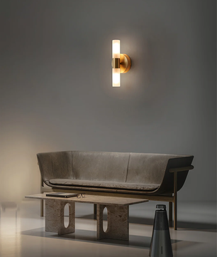 Twin Cylinder Brass Wall Sconce