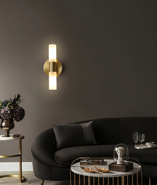 Twin Cylinder Brass Wall Sconce