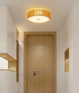 Wooden Drum Ceiling Lamp
