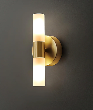 Twin Cylinder Brass Wall Sconce