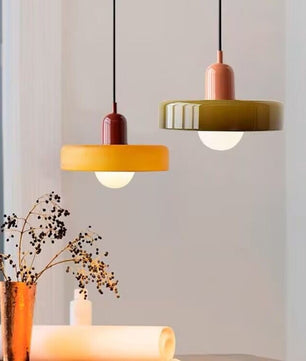 Morandi Glass Disc Orb Pendant Lamp