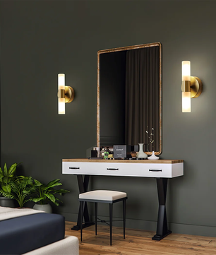 Twin Cylinder Brass Wall Sconce