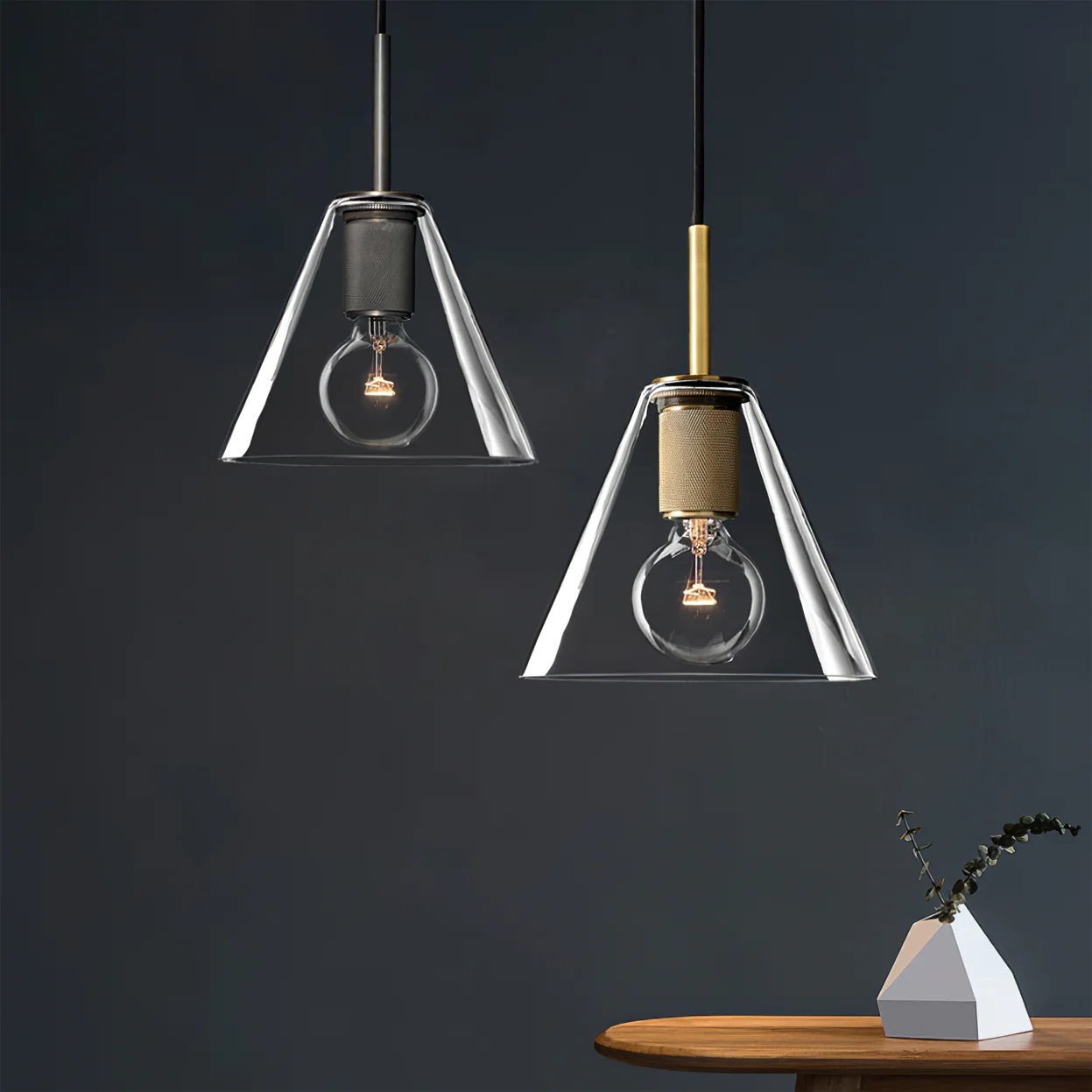 Brass & Clear Glass Pendant Light
