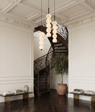 Alabaster Bead Pendant Light