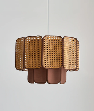 Rattan & Fabric Tiered Pendant Light