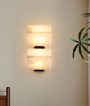 Alabaster Cube Wall Sconce