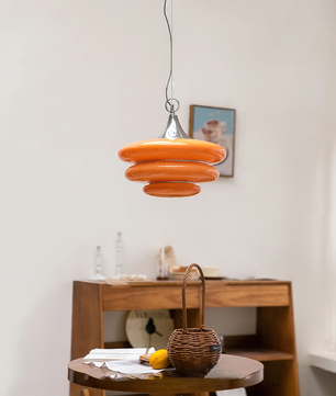 Orange Glass & Chrome Pendant Light