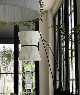 Pleated Linen Hourglass Pendant Light