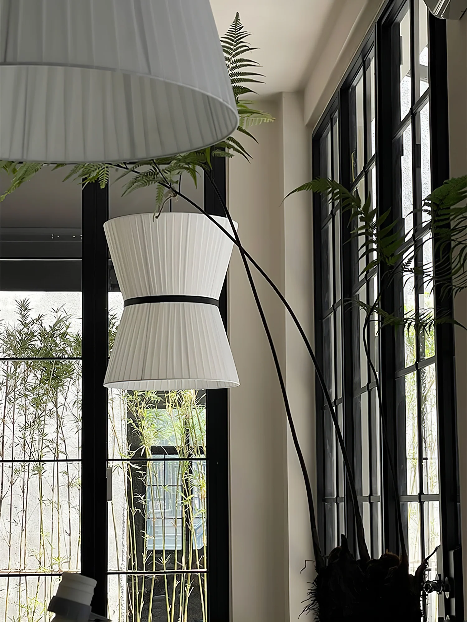 Pleated Linen Hourglass Pendant Light