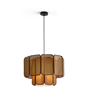 Rattan & Fabric Tiered Pendant Light