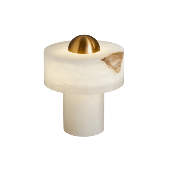 Minimalist Alabaster Brass Pillar Table Lamp